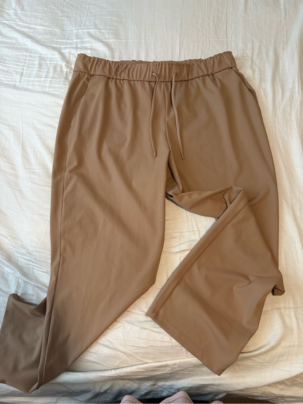 Hilary Radley Drawstring Trousers in Taupe Brown